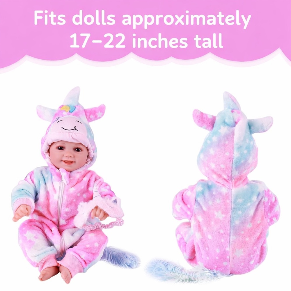 Unicorn Hooded Star Plush Baby Onesie - Pink &‎ Aqua